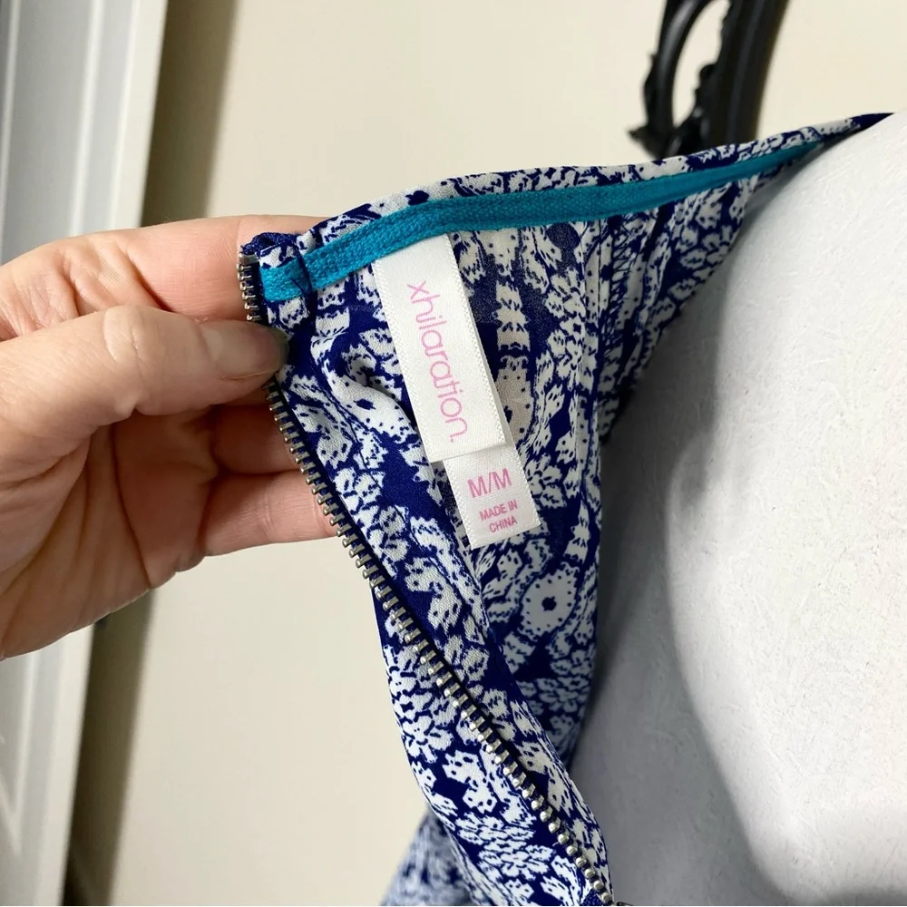 Xhilaration Dark Blue and White Print Top and Matching Pants Set